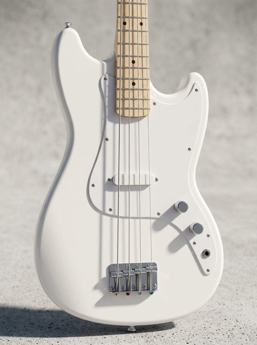 Arctic White Squier Bronco electric bass