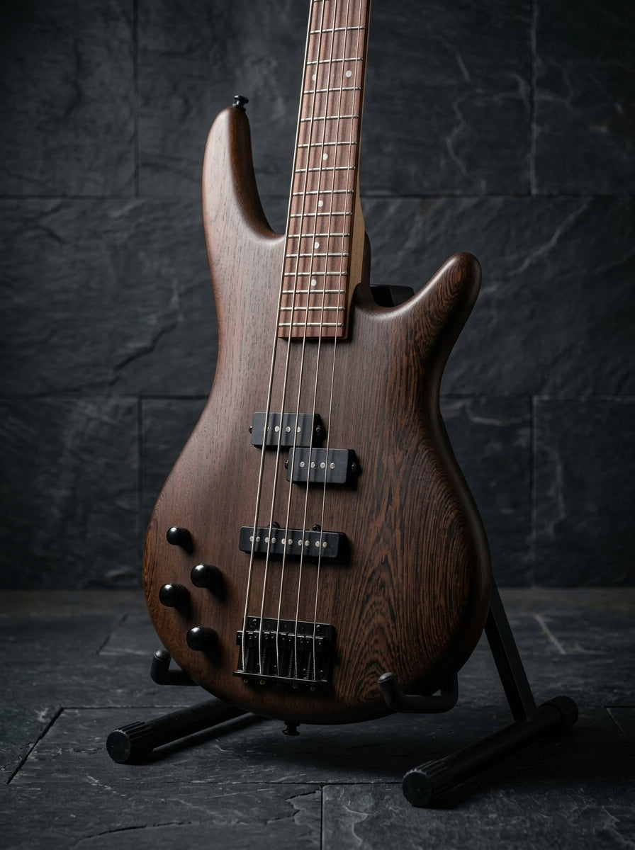 Walnut Flat Ibanez left handed bass guitar